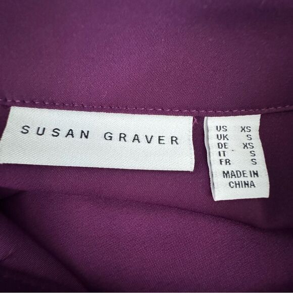 Susan Graver Button Down Blouse  Plum Long Sleeve  SZ XS - Picture 9 of 10